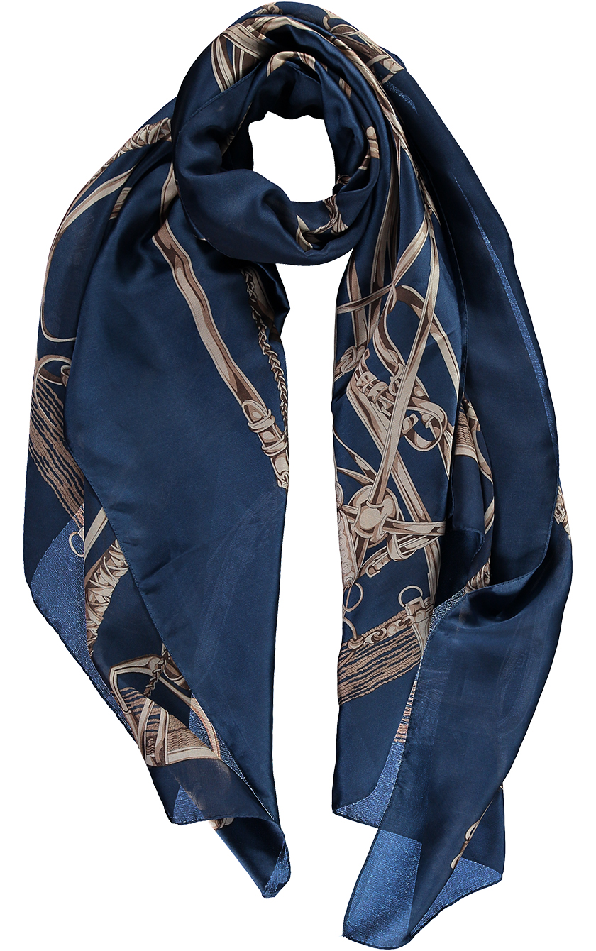 Navy Equestrian Silk Scarf | Laurie & Jules