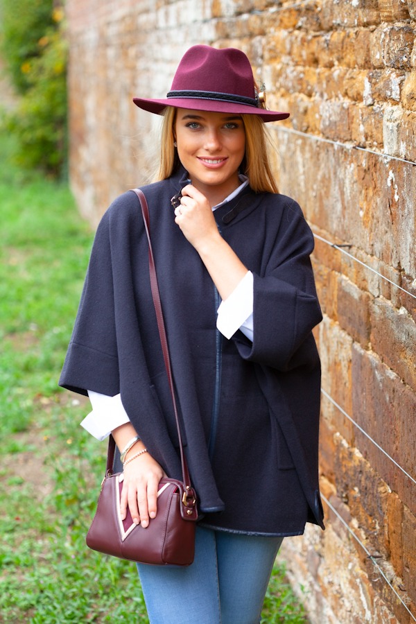 Navy Poncho Front