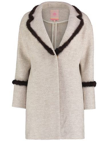 Gorgeous Cream Lurex Thread Coat with Mink Detail from designer brand ...