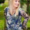 Navy Floral Print Top Front Lifestyle