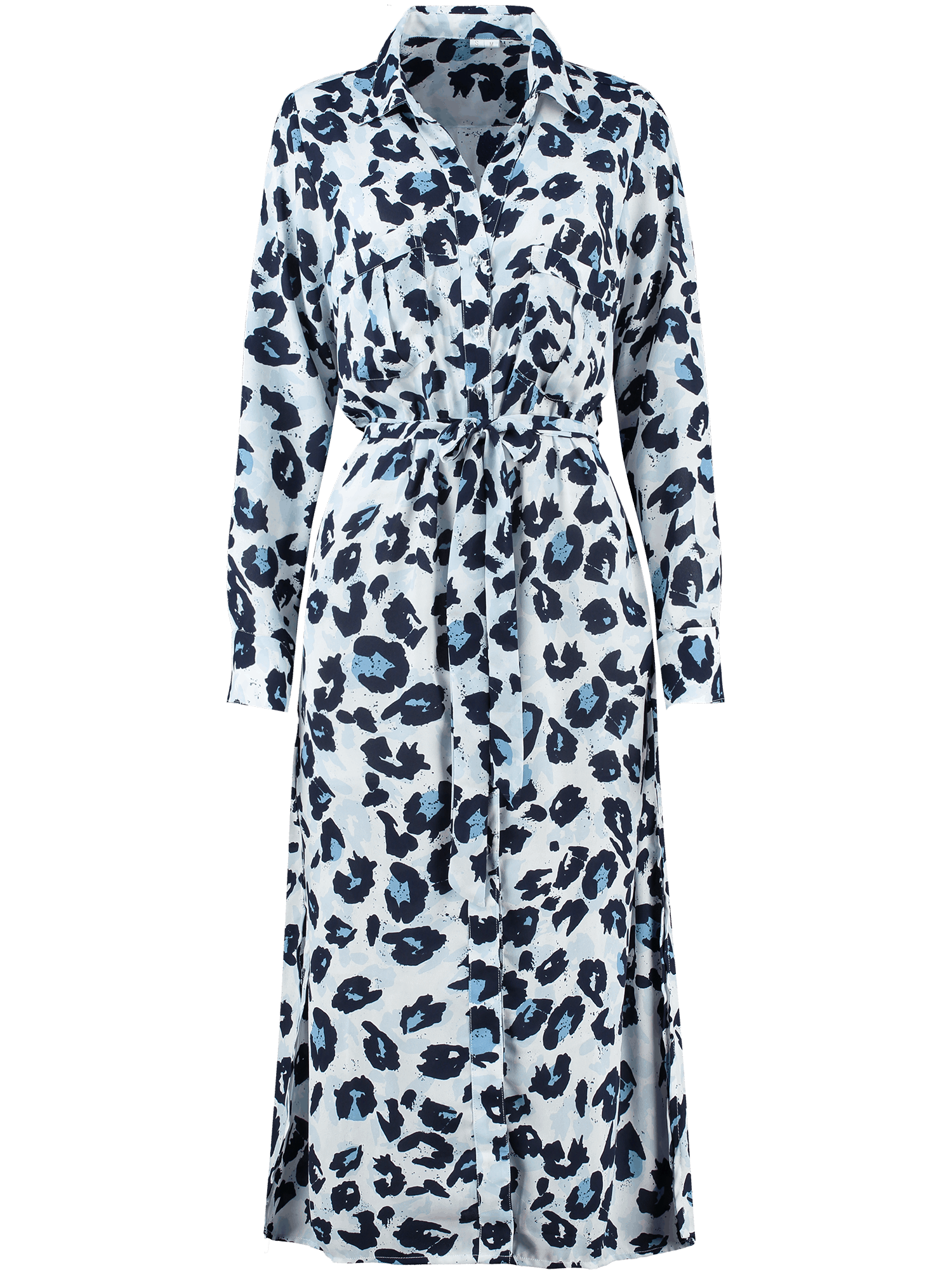 Blue leopard dress front re