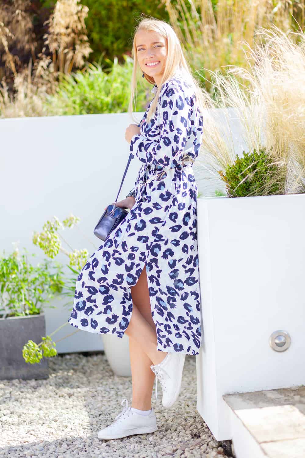 Issy blue leopard dress side lifestyle re