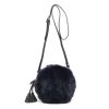 navy fur handbag