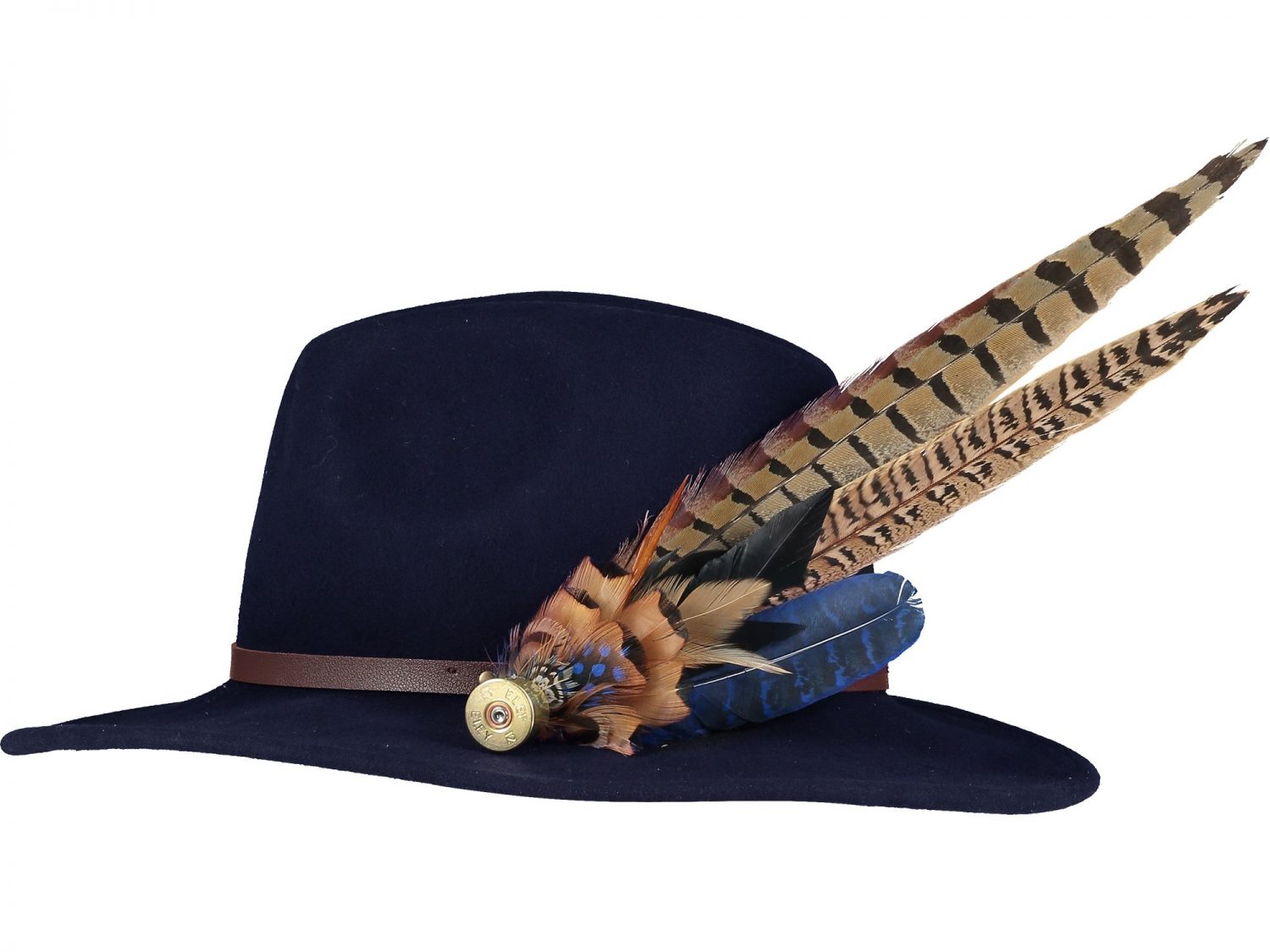 Large Navy Feather Pin and Hat 1