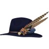 Large Navy Feather Pin and Hat