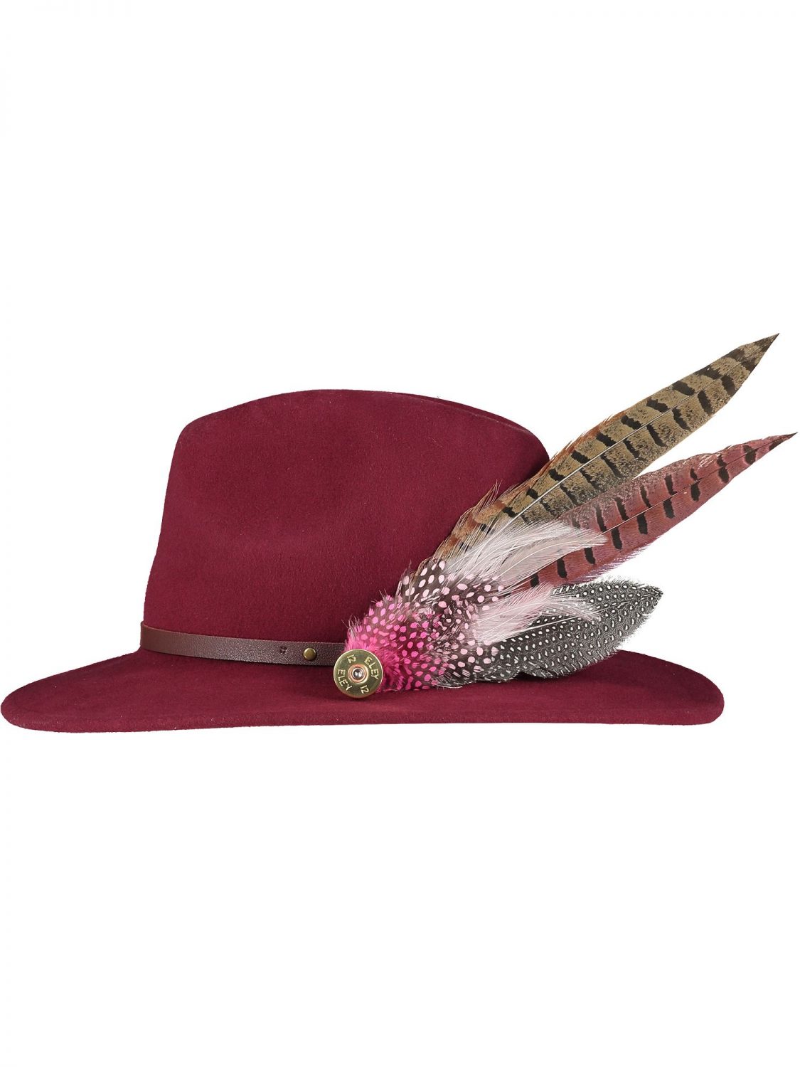 Pink Feather Hat Pin - Large, UK made with pheasant & guinea feathers