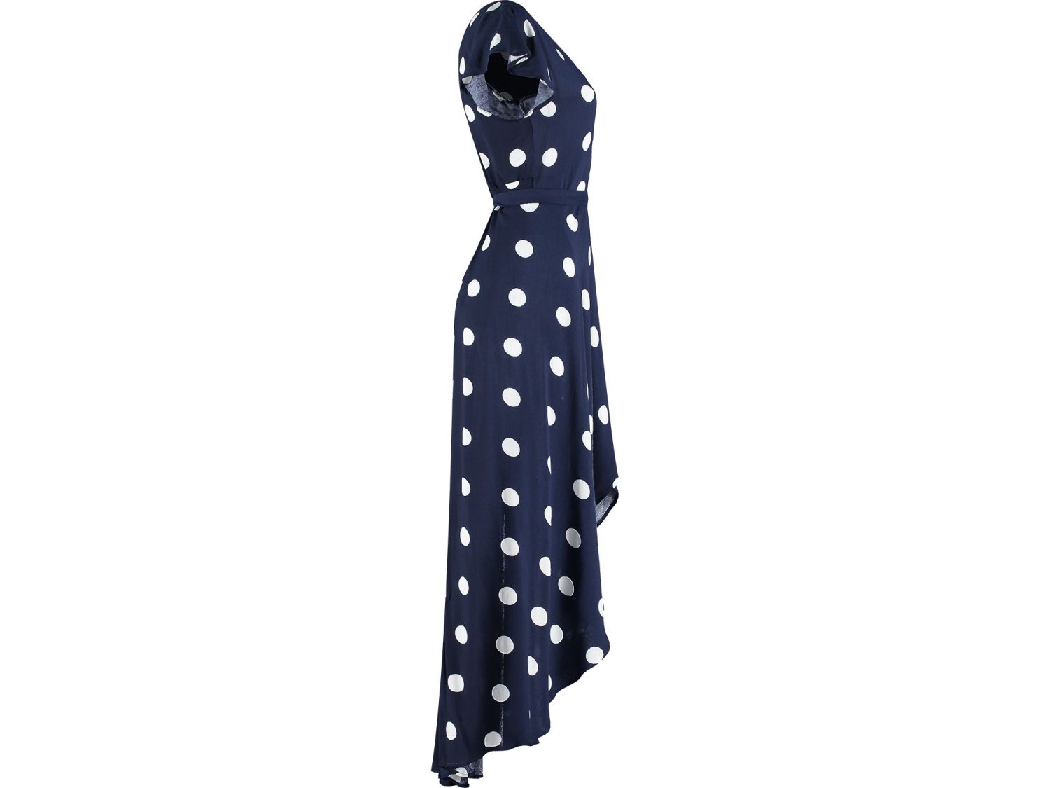 navy spot wrap dress