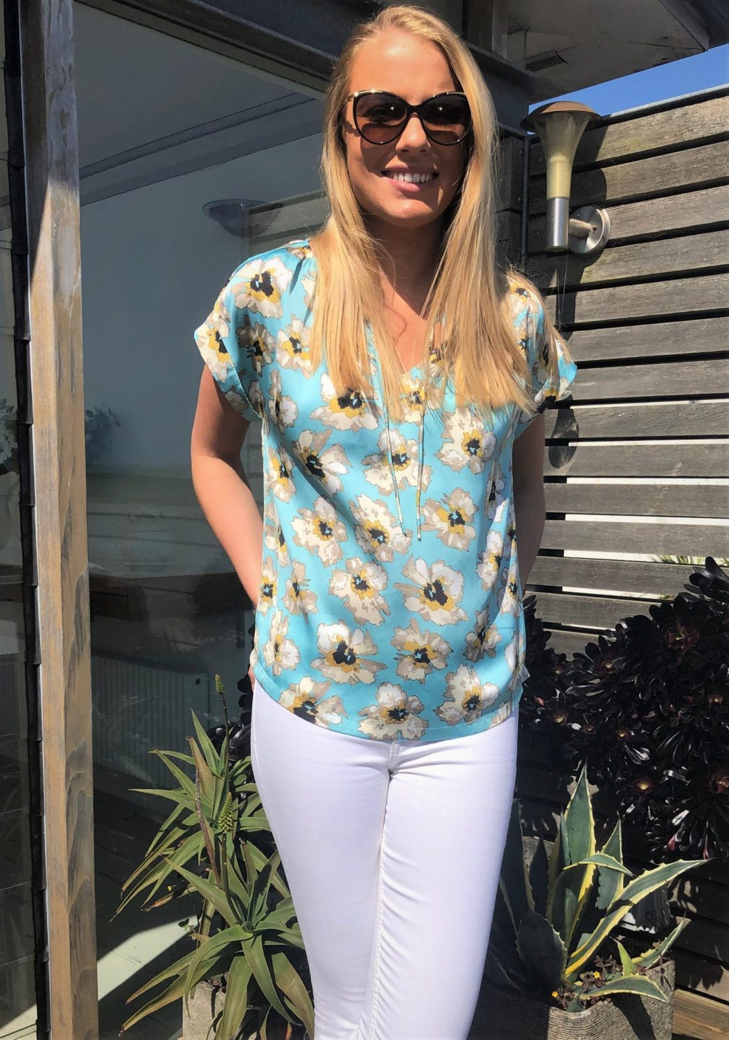 Turquoise Floral Top Lifestyle 2