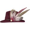 maroon hat del feather