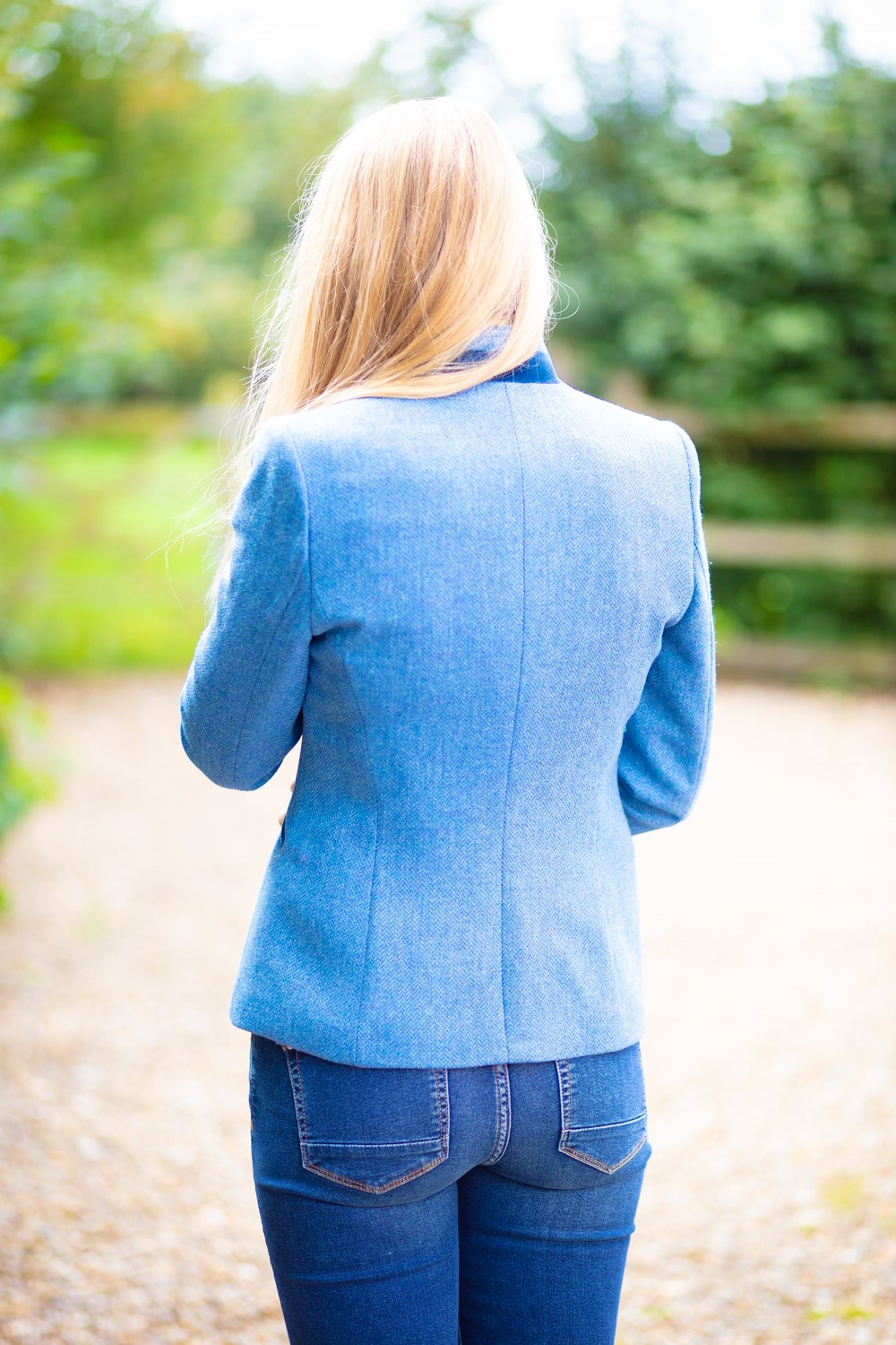 Amora Blue Tweed Jacket Back