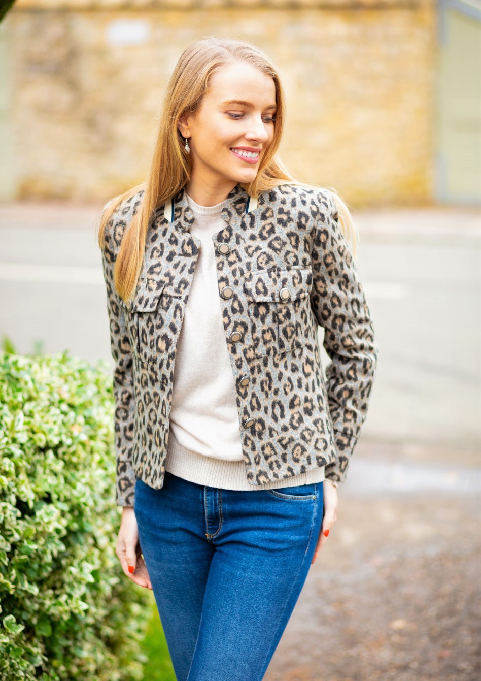 Colbey leopard best sale print denim jacket