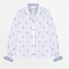White and Blue Embroidered Blouse 2