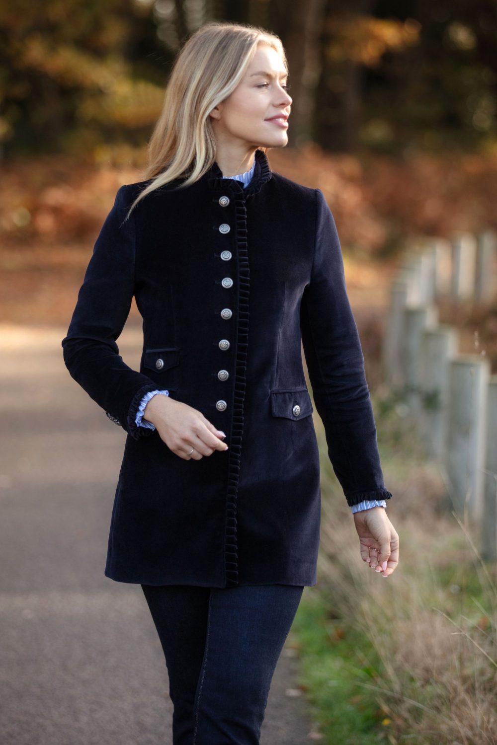Beatriz Navy Long Jacket 8x