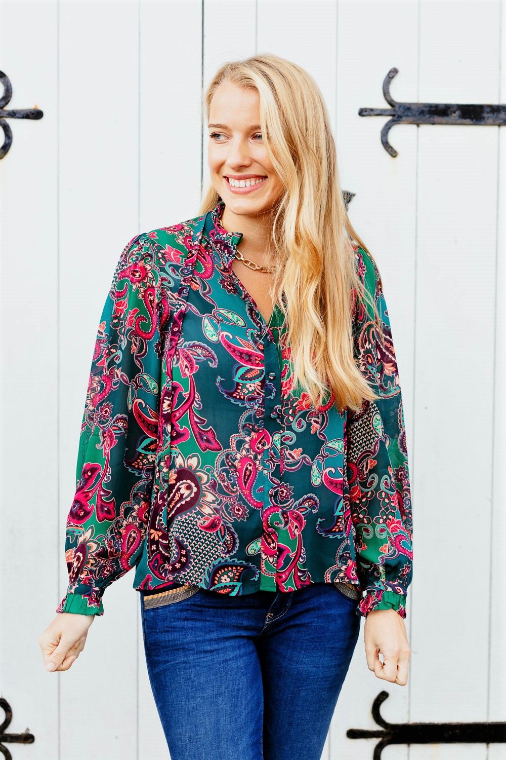 Lois Green Patterned Blouse 2