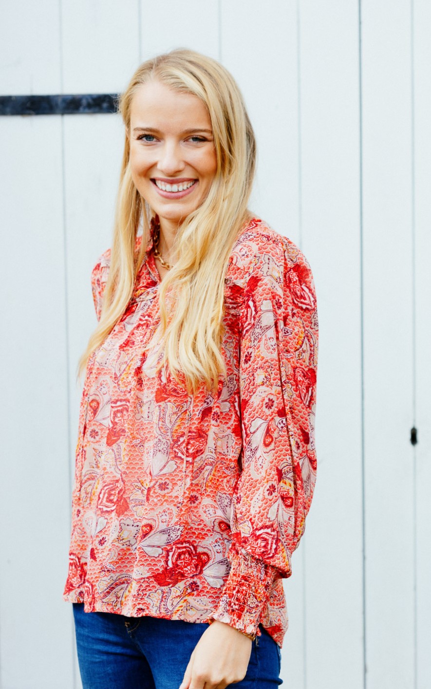 Red Floral Print Blouse 3