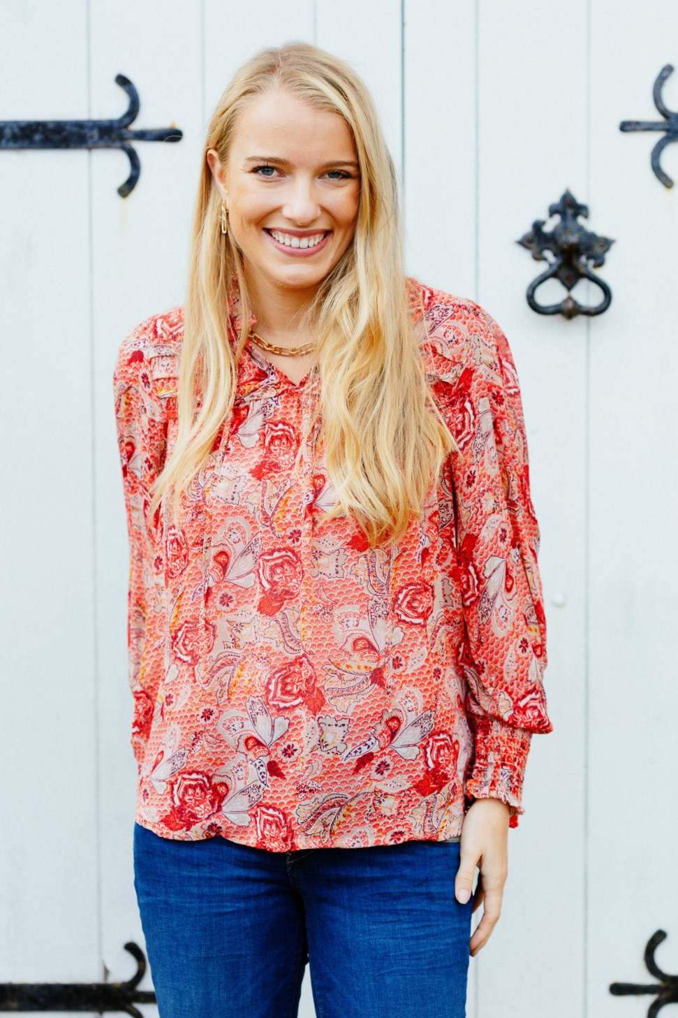 Red Floral Print Blouse 6