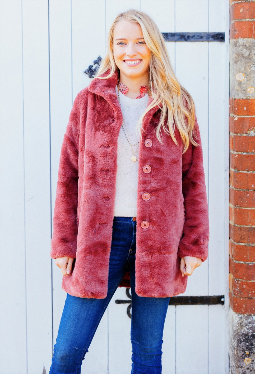 Rose Pink Faux Fur Coat 3