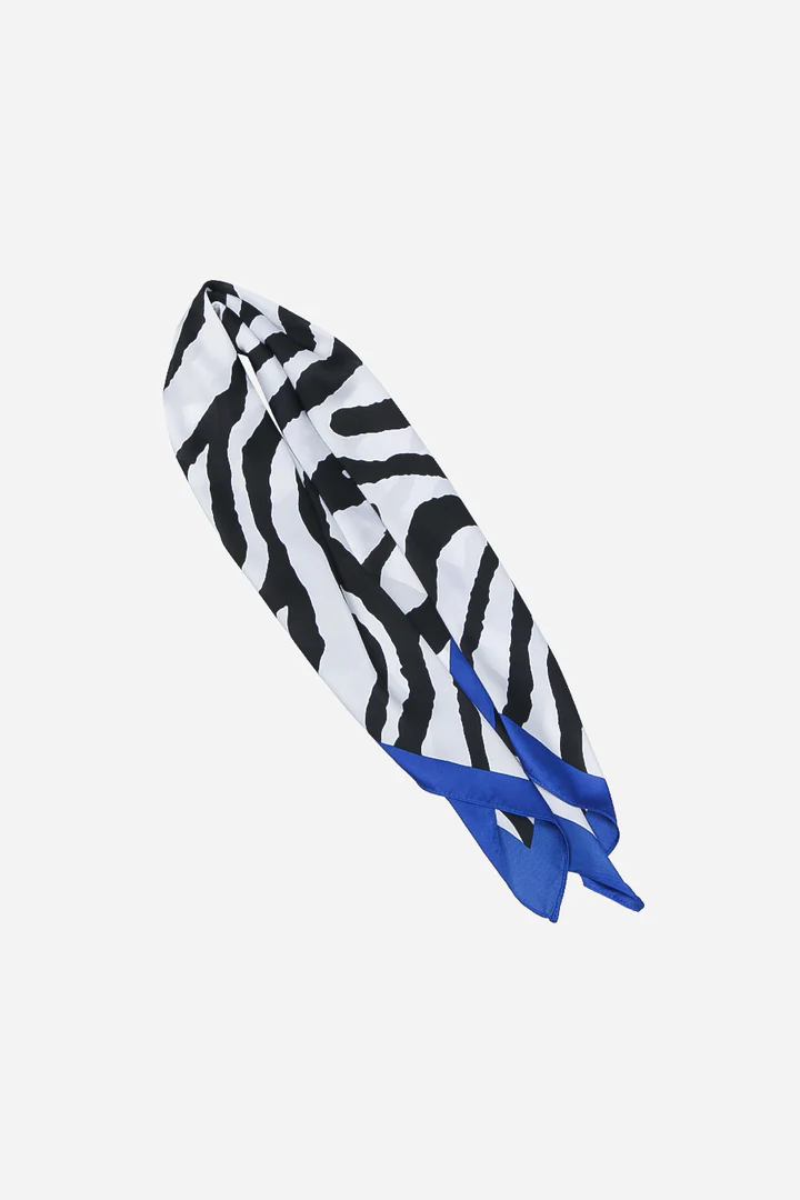 Zebra Scarf Blue Trim 1