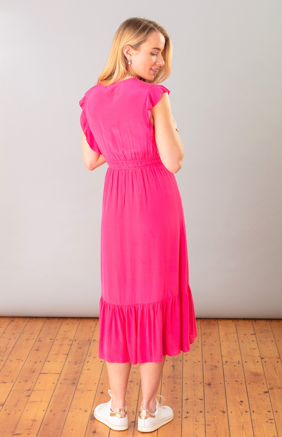 Pink Midi Fluid Dress 1