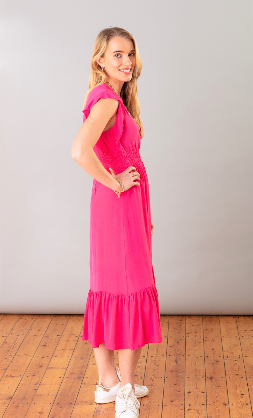 Pink Midi Fluid Dress 3