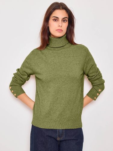 Khaki Green Roll Neck Jumper