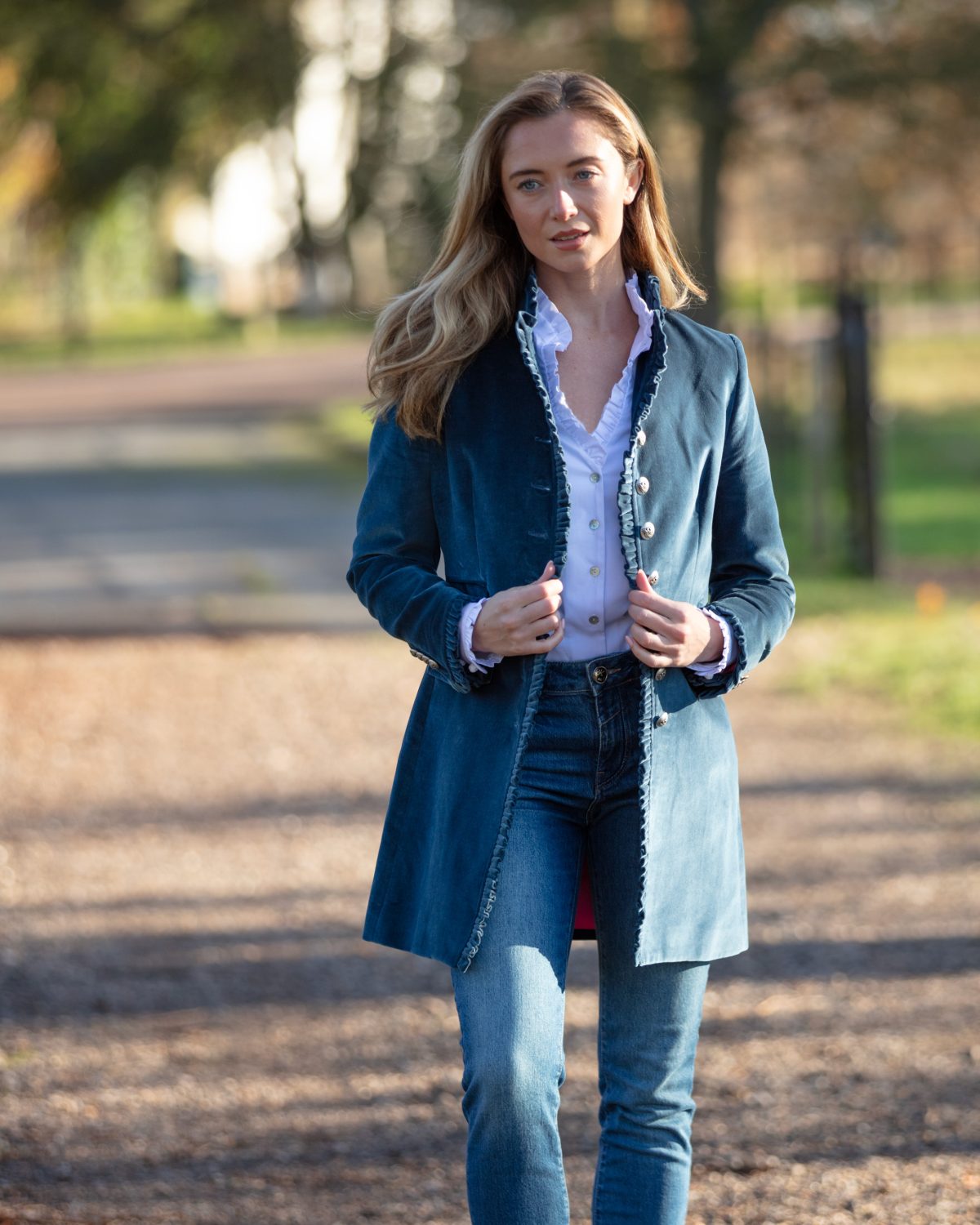 Beatriz French Blue Velvet Jacket