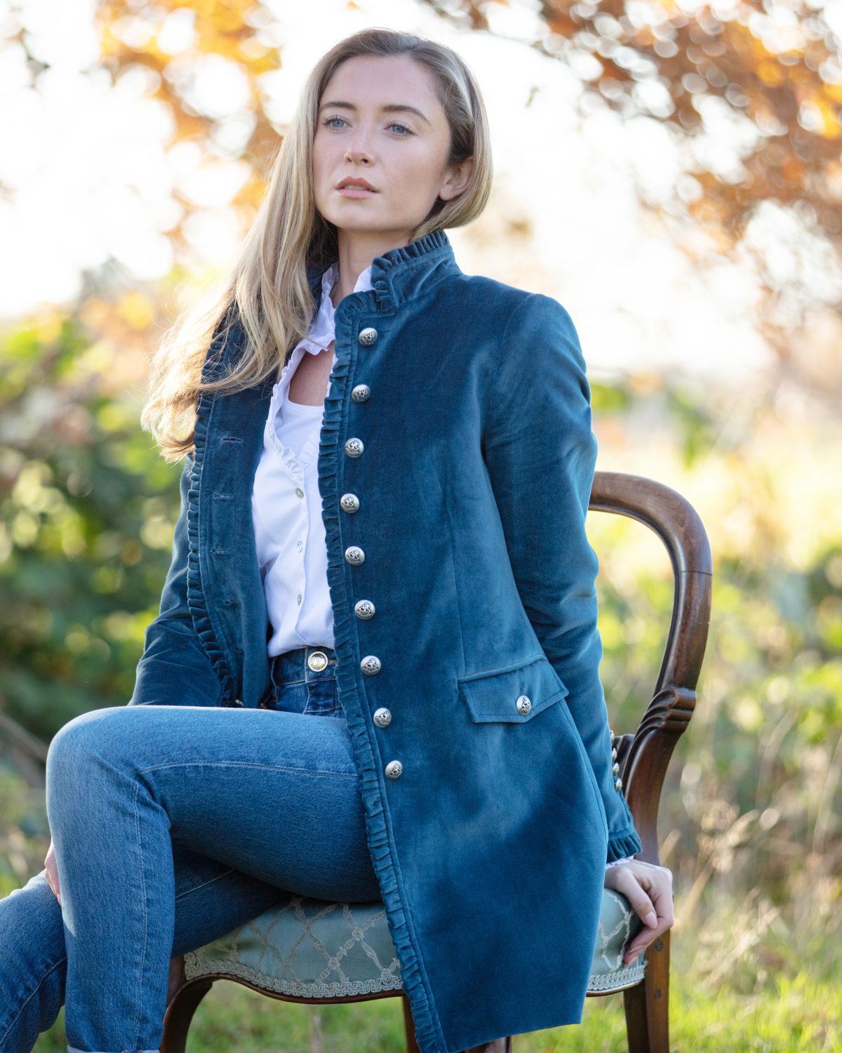 Beatriz French Blue Velvet Jacket viii