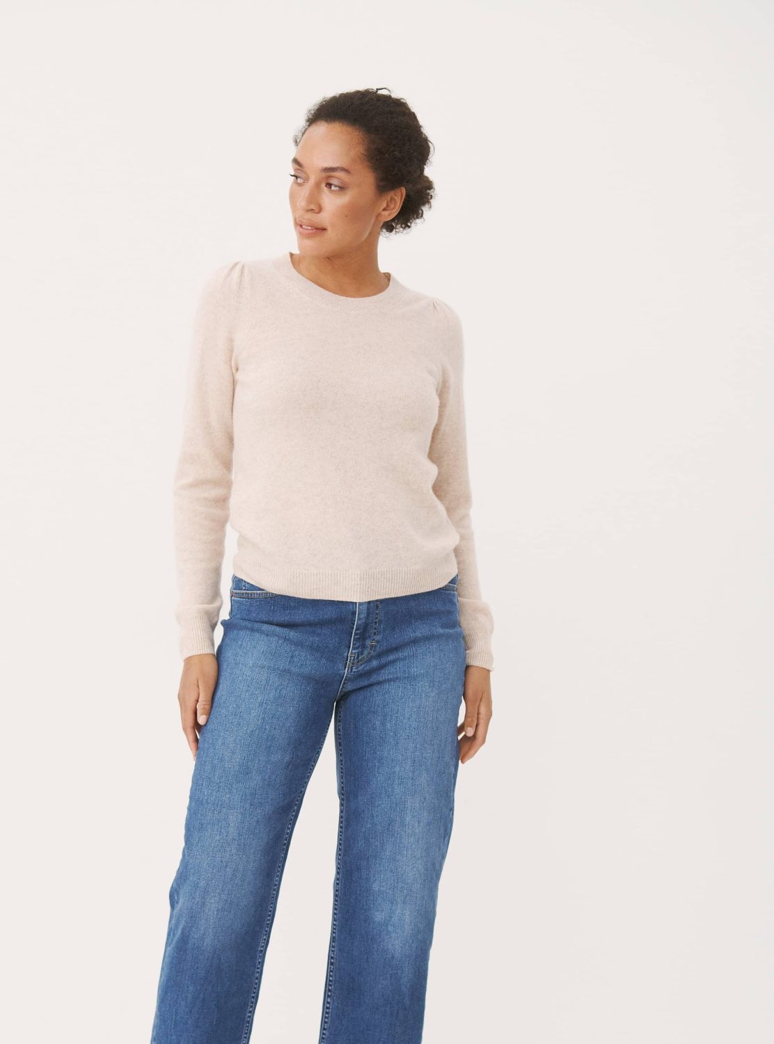 P2 Natural Melange Cashmere Jumper iv1c