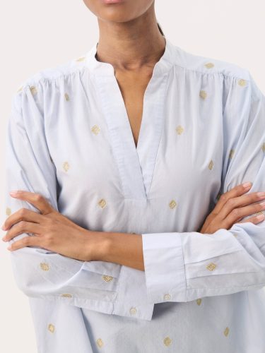 Natale Pale Blue Cotton Blouse