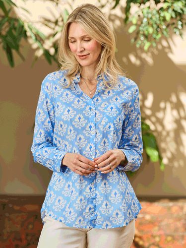 Portia Blue Patterned Shirt
