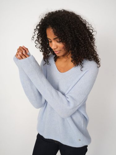 Thora V Neck Cashmere Blue Jumper