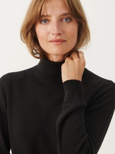 Navy Blue Cashmere Roll Neck