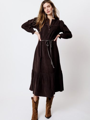 Tess Coffee Cord Dress Moliin