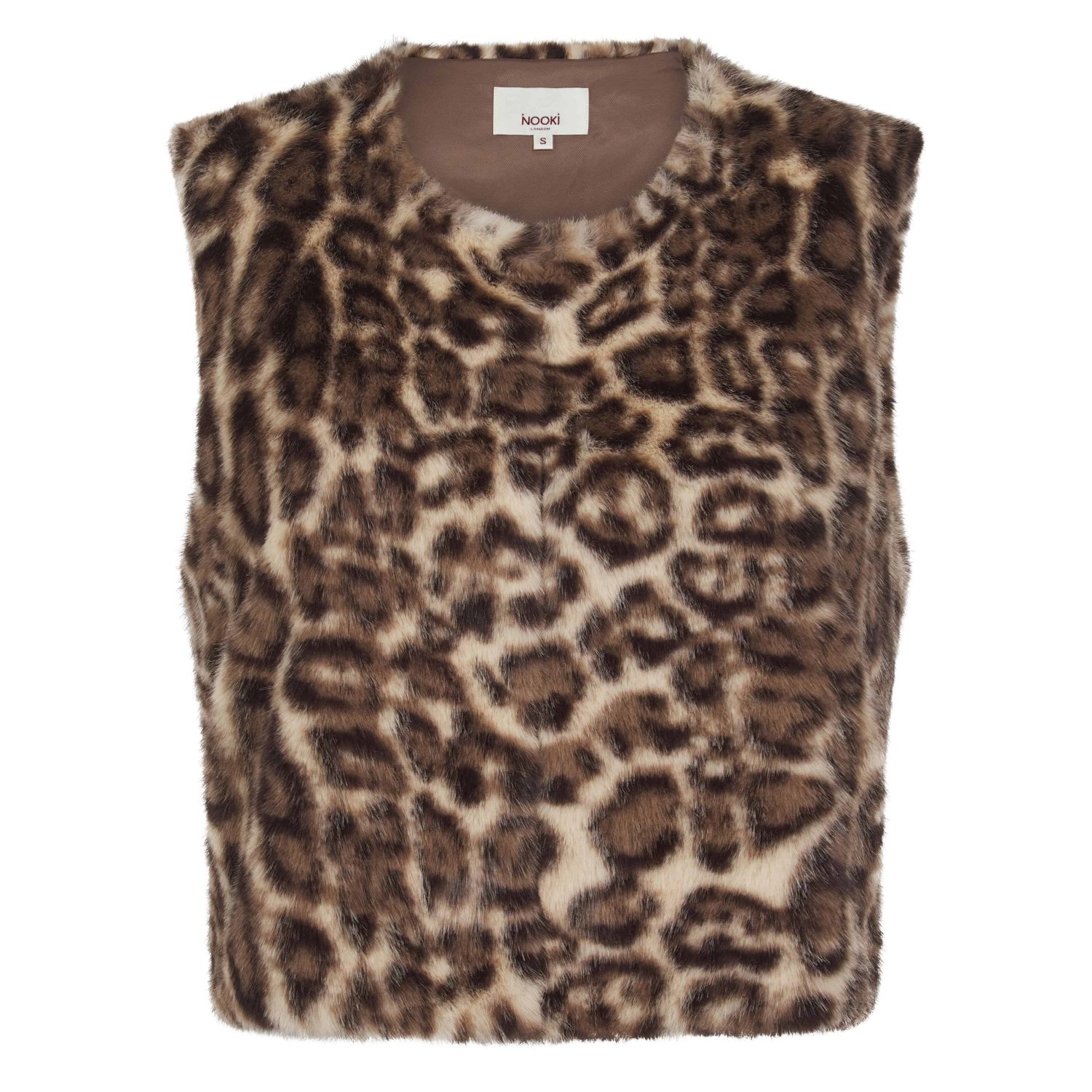 Nooki Women’s Leopard Print faux fur gilet_Edelweiss i