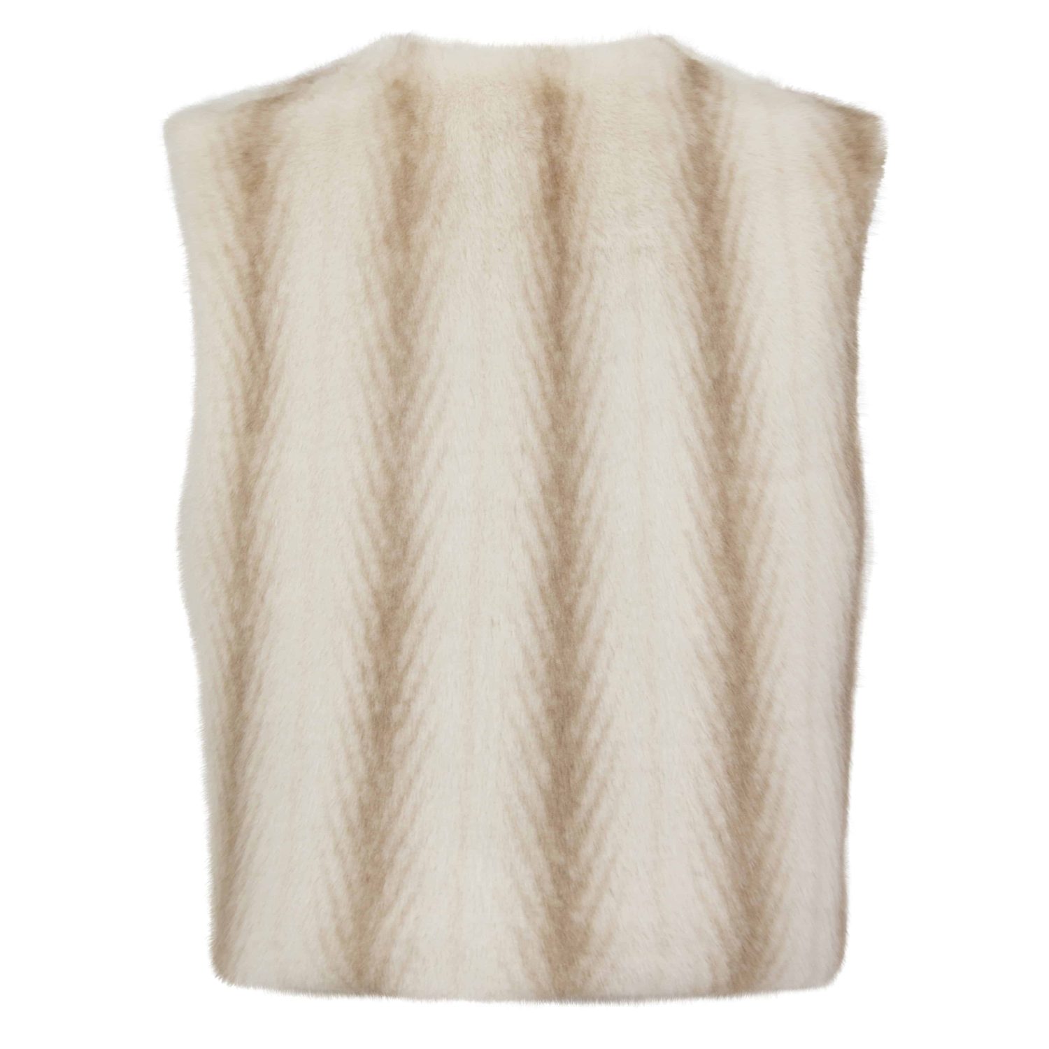 Nooki Women’s cream Zig zag pattern faux fur gilet_Edelweiss