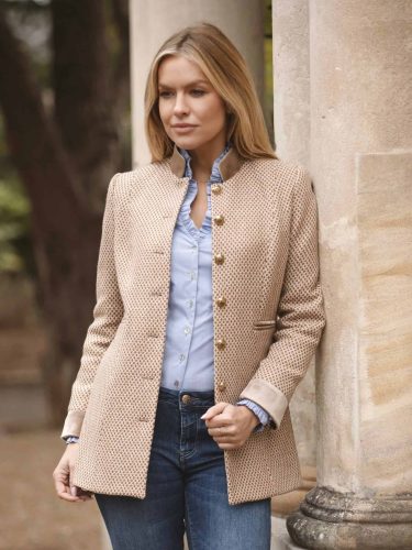 Ros Camel Birdseye Long Jacket