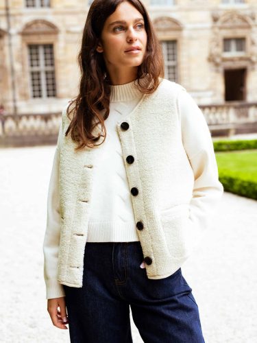 Reversible Cream Shearling Gilet