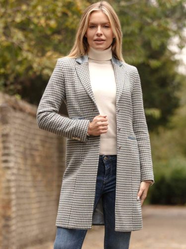 Verity Blue Houndstooth Coat