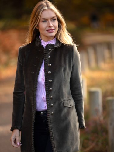 Beatriz Khaki Velvet Coat