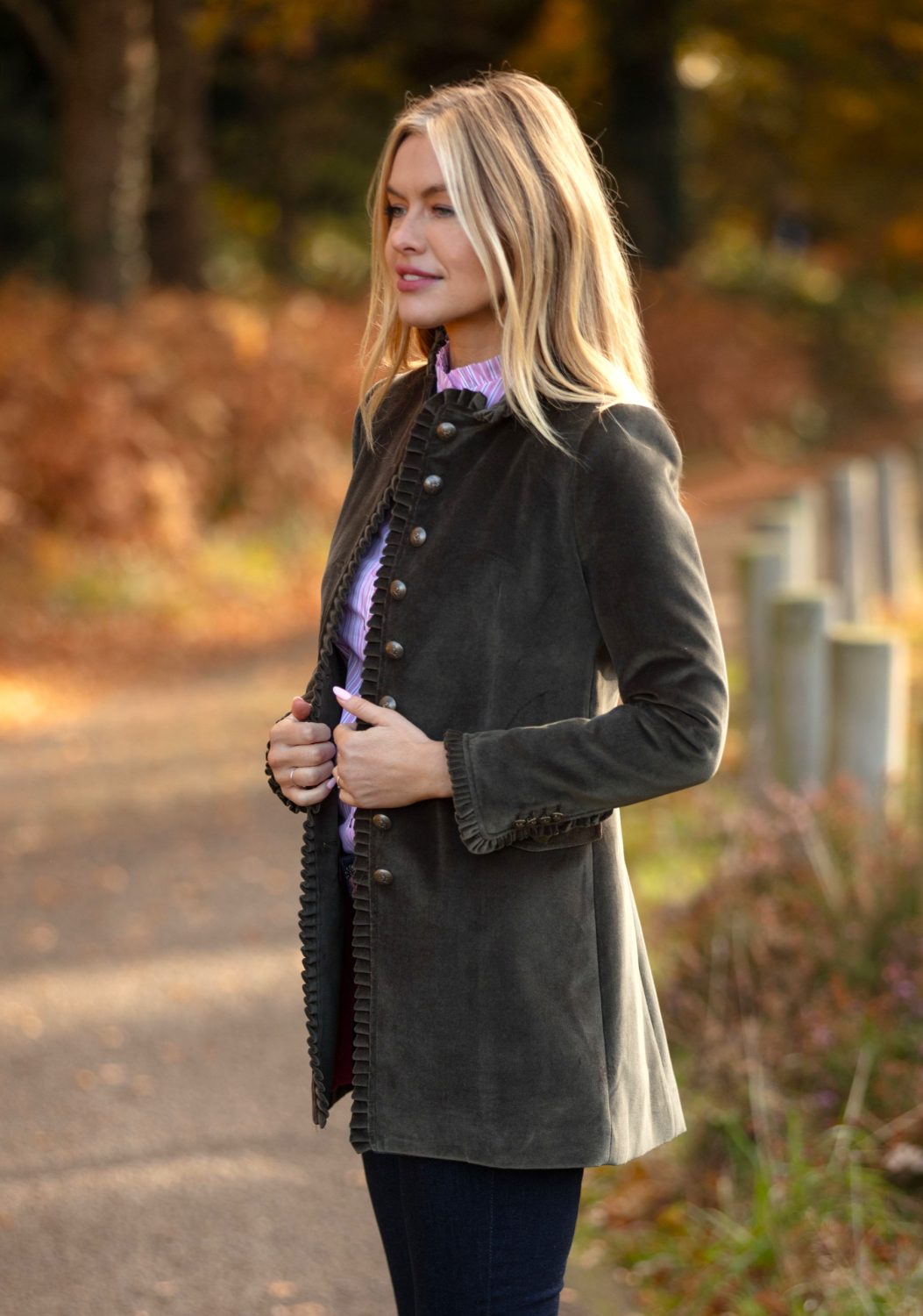 Beatriz Khaki Green Velvet Long 2 x