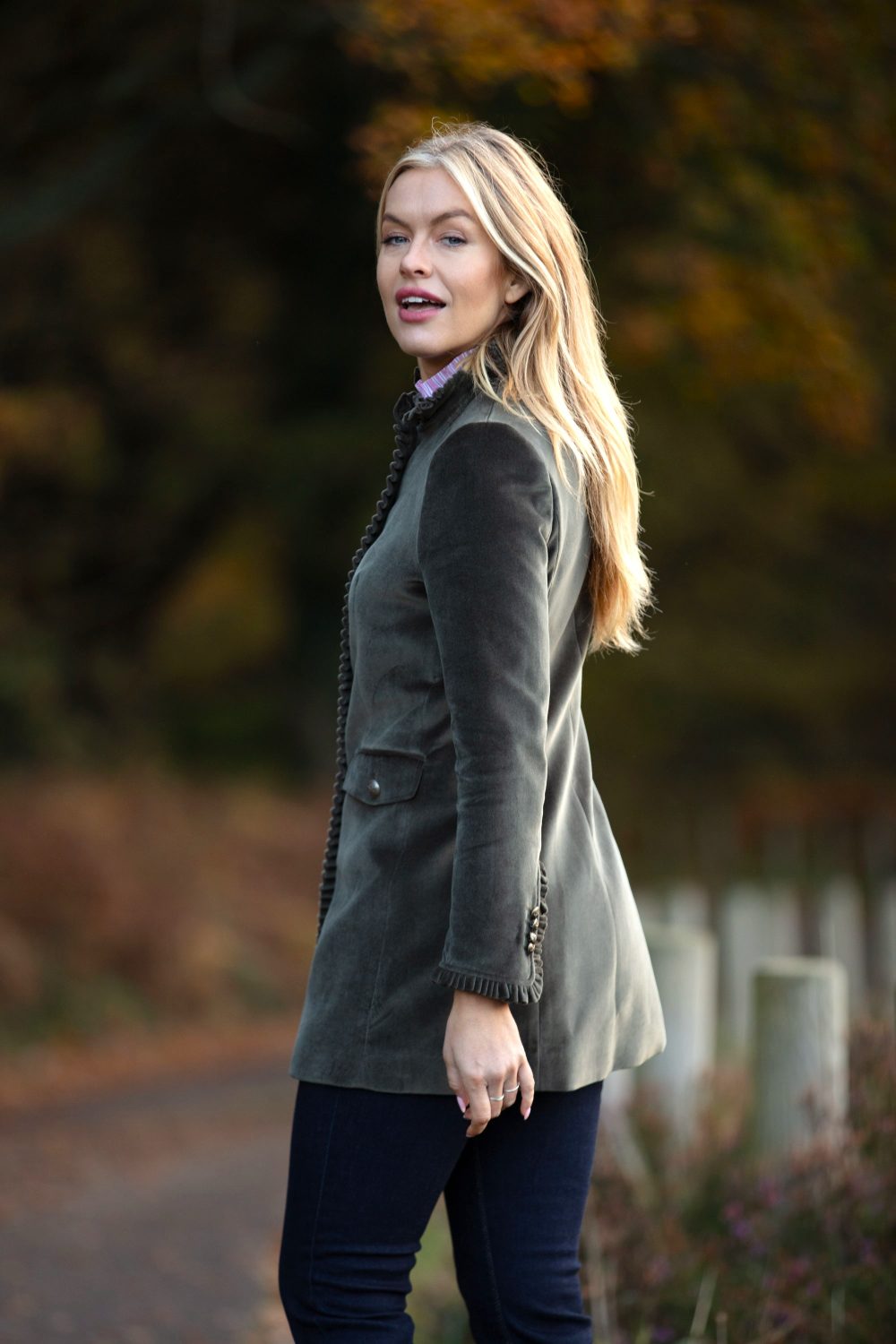 Beatriz Khaki Green Velvet Long 6 x