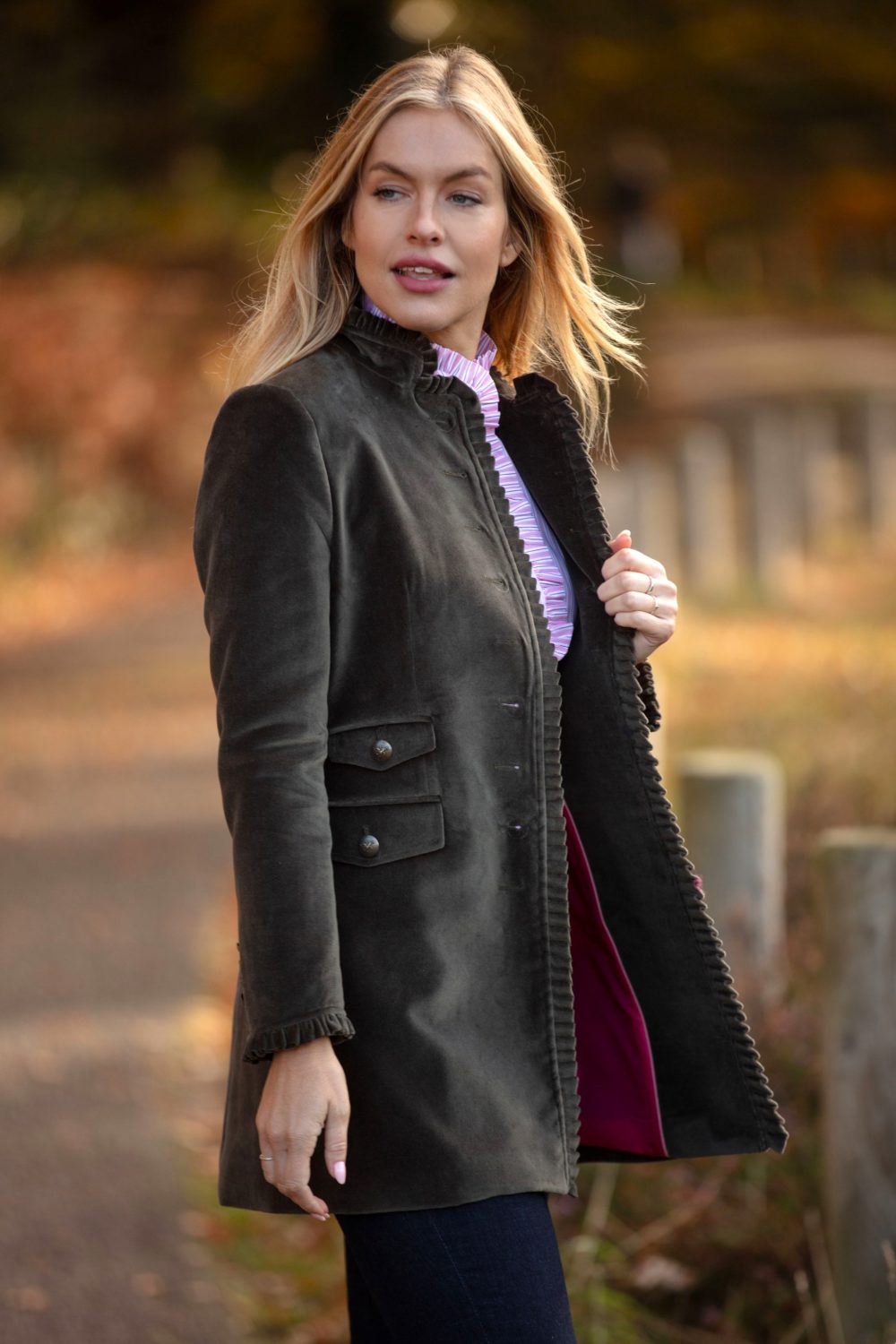 Beatriz Khaki Green Velvet Long x