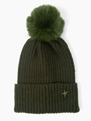 Khaki Green Bobble Hat