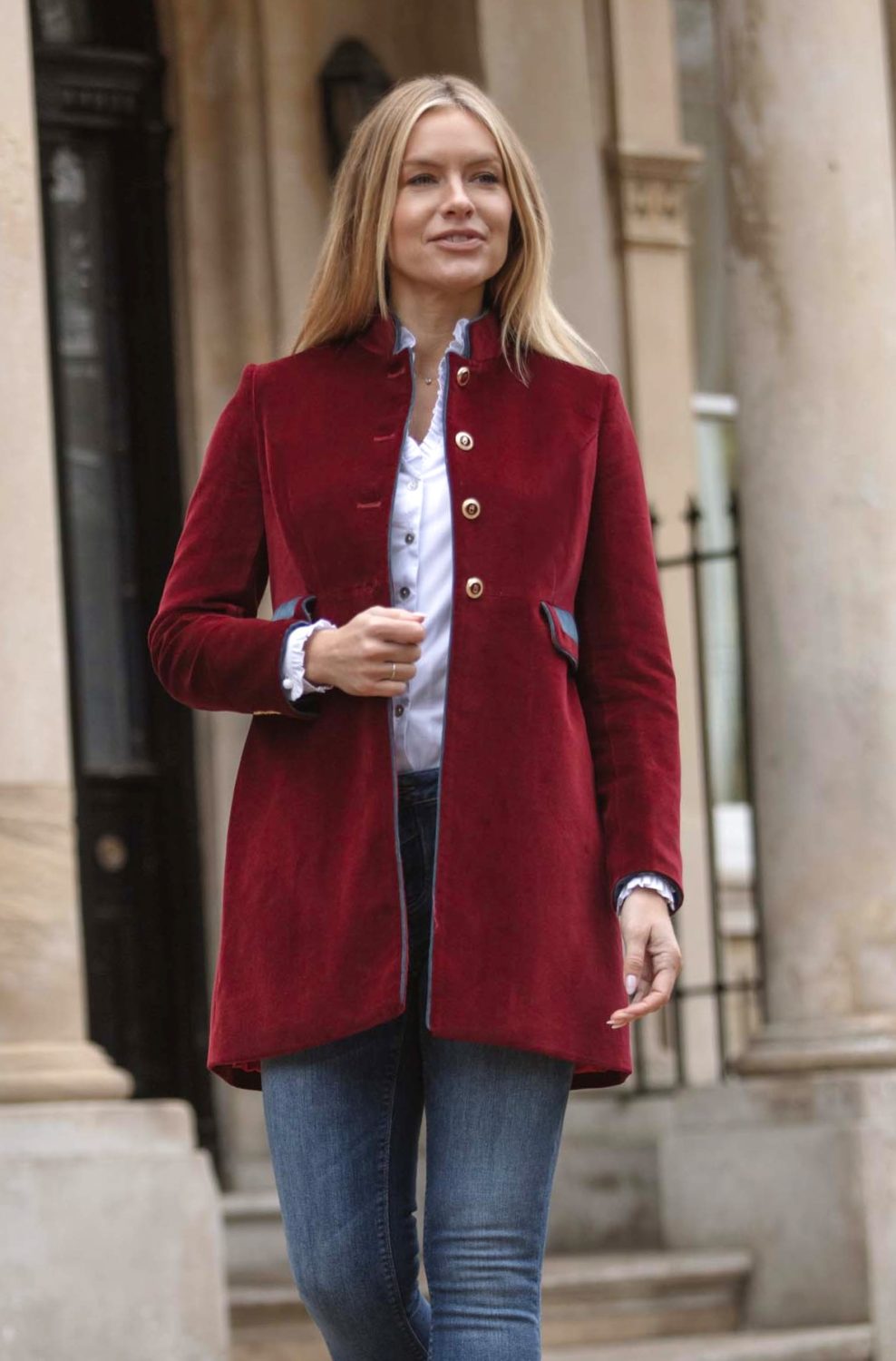 Nina Maroon Velvet Coat iv