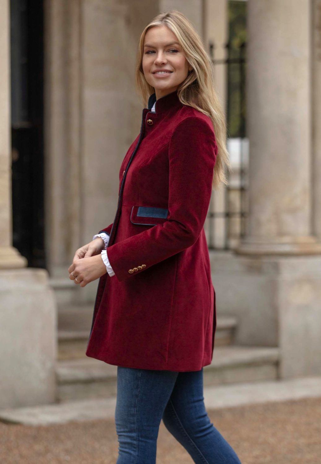 Nina Maroon Velvet Coat vii x