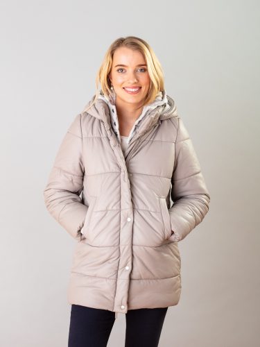 Putty Leather Puffer Parka