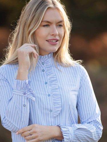 Vivienne Blue Stripe Ruffle Shirt